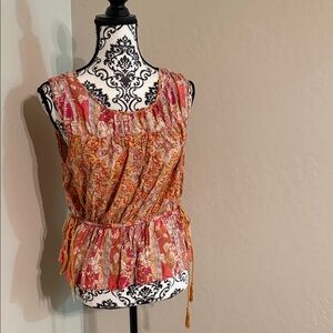 Rachel Zoe Red and Orange Floral Blouse
